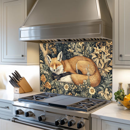 Fox Tempered Glass Kitchen Backsplash: Rustic Stove Decor