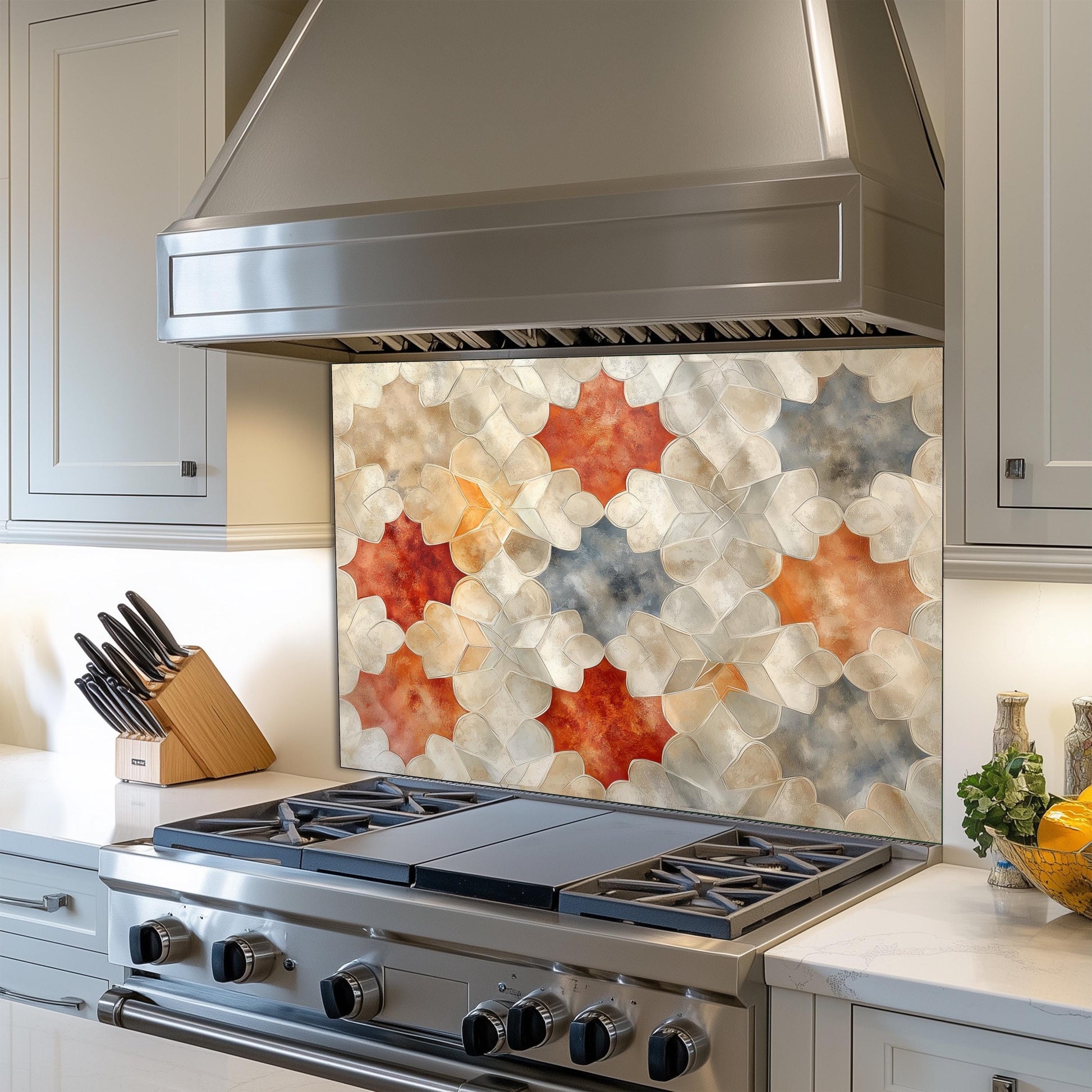 Moroccan Kitchen Splashback, Heat Resistant Tempered Glass Backsplash, Custom Size Design