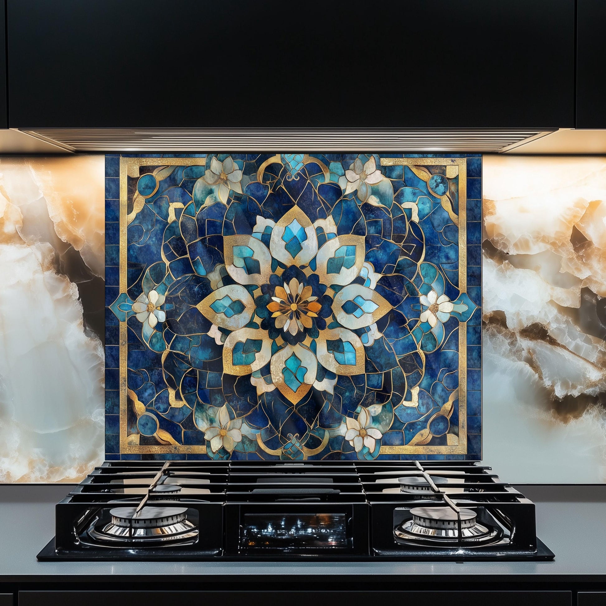 Moroccan Tempered Glass Kitchen Backsplash: Elegant Stove Wall Protection