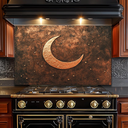 Copper Moon Tempered Glass Backsplash: Rustic Kitchen Decor