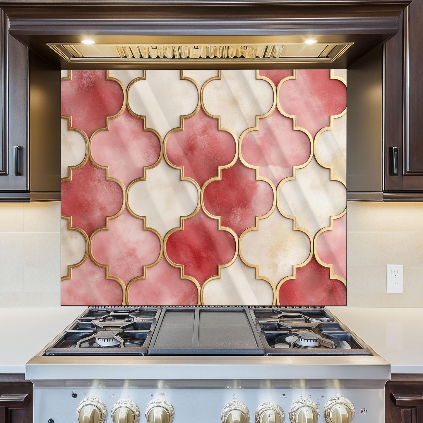 Moroccan Tempered Glass Backsplash, Heat Resistant Stove Art, Custom Size Kitchen Panel