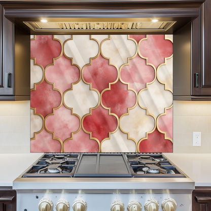 Moroccan Tempered Glass Backsplash, Heat Resistant Stove Art, Custom Size Kitchen Panel