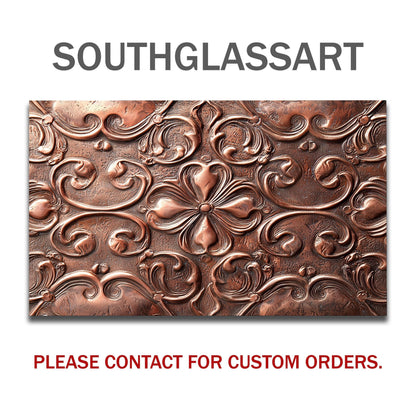 Copper-Effect Tempered Glass Backsplash: Rustic Kitchen Decor