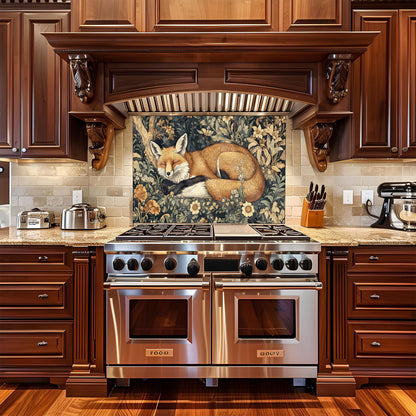 Fox Tempered Glass Kitchen Backsplash: Rustic Stove Decor