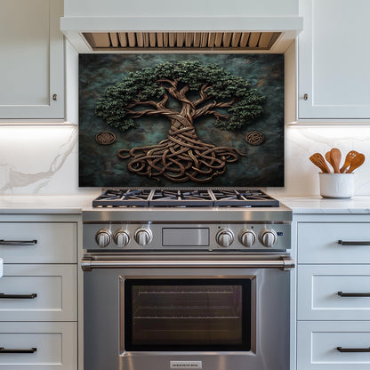 boho kitchen glass, Celtic glass art, Tree of Life decor