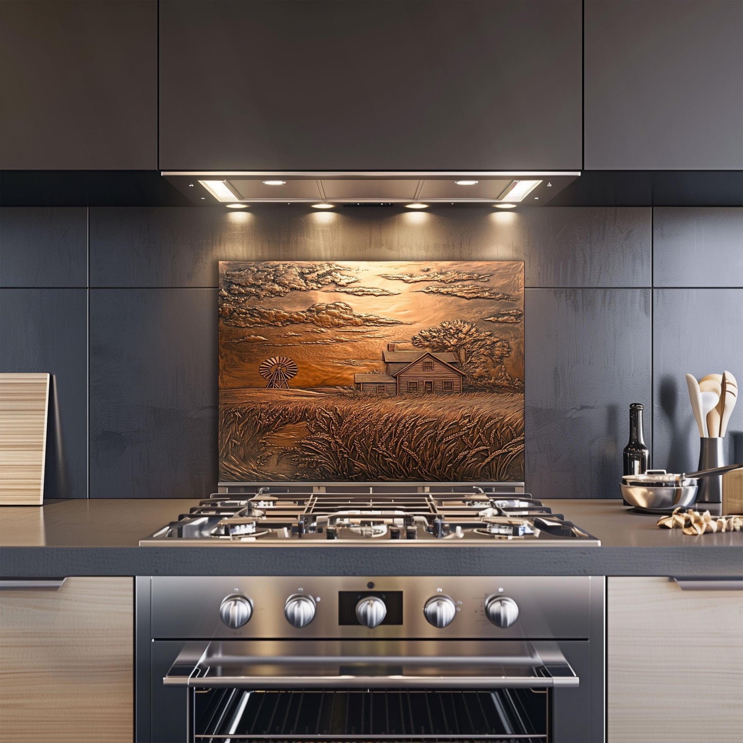Farmhouse Backsplash, Windmill Glass Kitchen Splashback