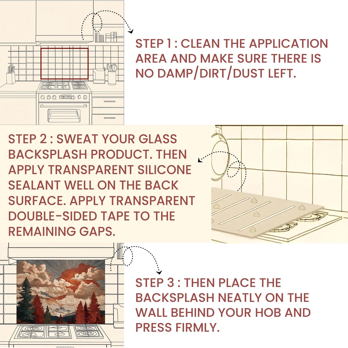 Tempered Glass Kitchen Backsplash: Mountain Sunrise Landscape, Heat-Resistant