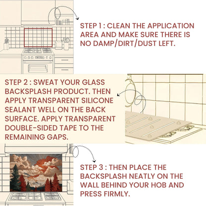Tempered Glass Kitchen Backsplash: Mountain Sunrise Landscape, Heat-Resistant