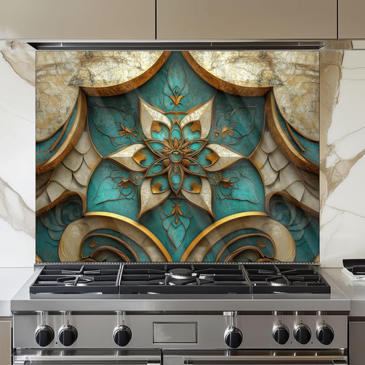 Moroccan Style Tempered Glass Kitchen Backsplash, Exotic Tile Mosaic Art, Custom Size Design