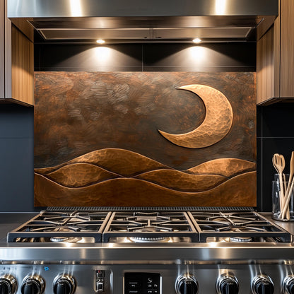 Copper Moon Tempered Glass Kitchen Backsplash: Rustic Stove Panel