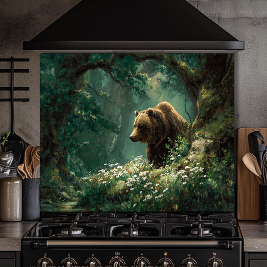 Handcrafted Copper Bear Backsplash, Rustic Cabin Kitchen Decor