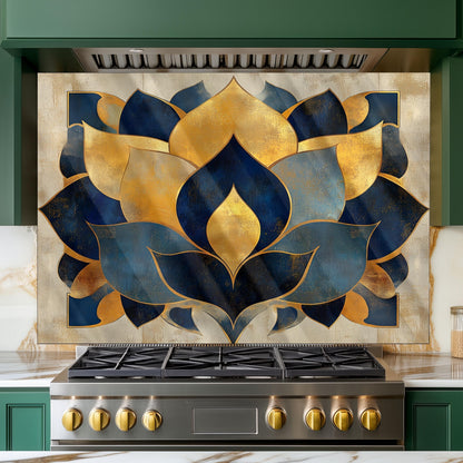 Moroccan Tempered Glass Stove Backsplash: Artistic Kitchen Splashback
