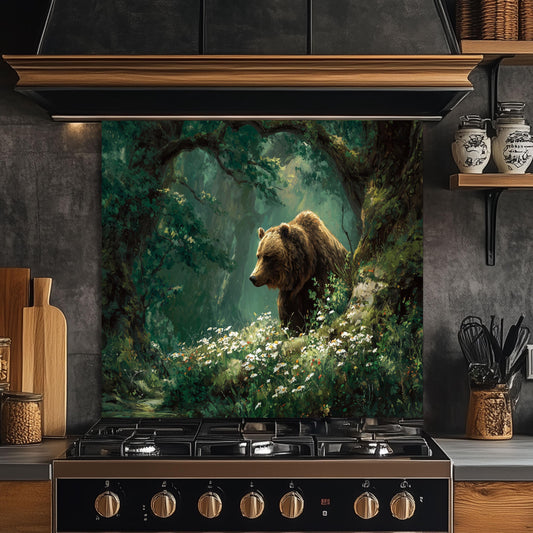 Handcrafted Copper Bear Backsplash, Rustic Cabin Kitchen Decor