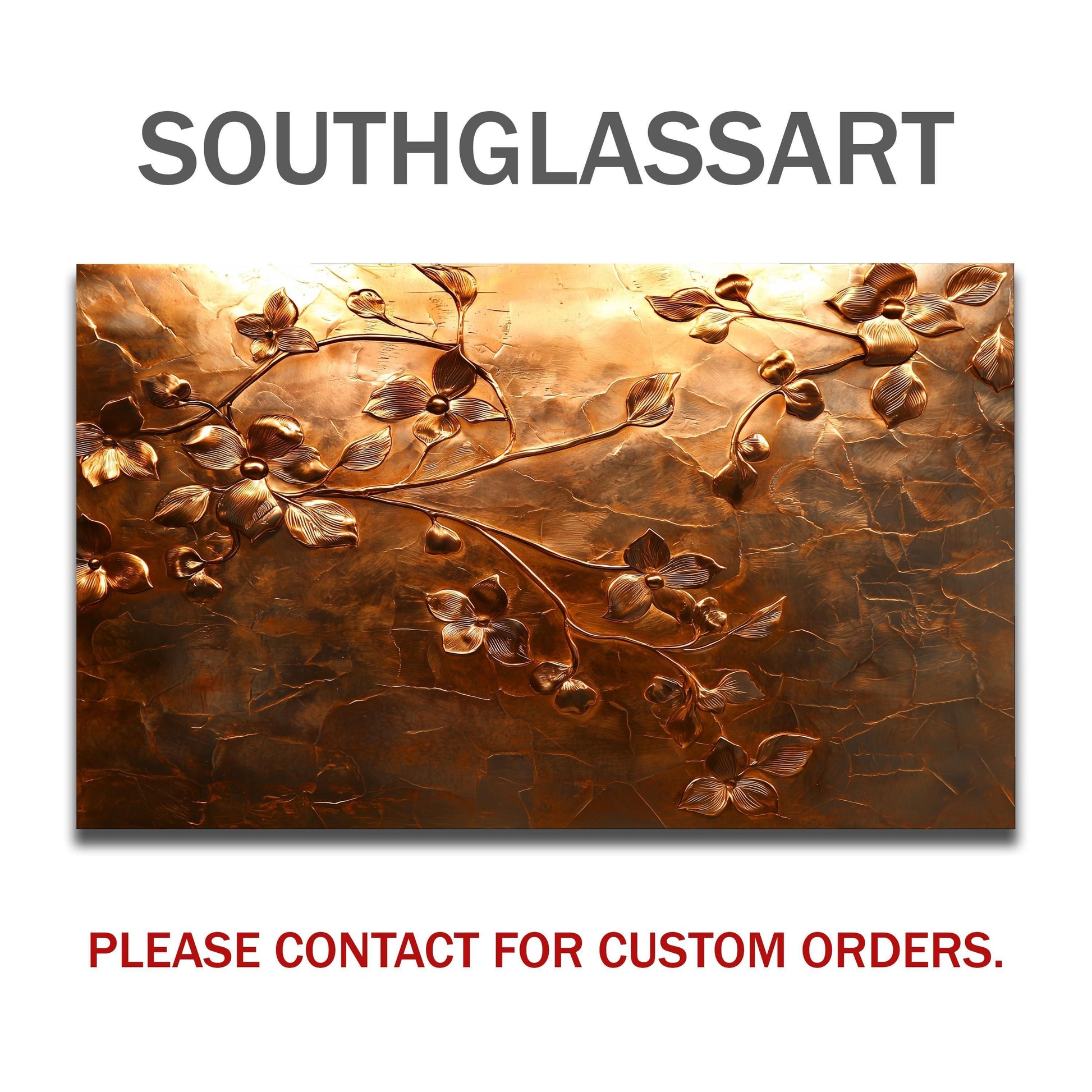 Embossed Flower Tempered Glass Kitchen Backsplash: Copper Heron Design