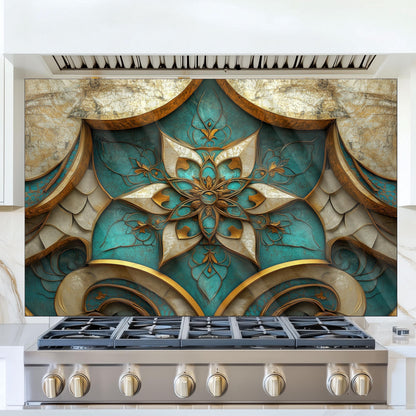 Moroccan Style Tempered Glass Kitchen Backsplash, Exotic Tile Mosaic Art, Custom Size Design