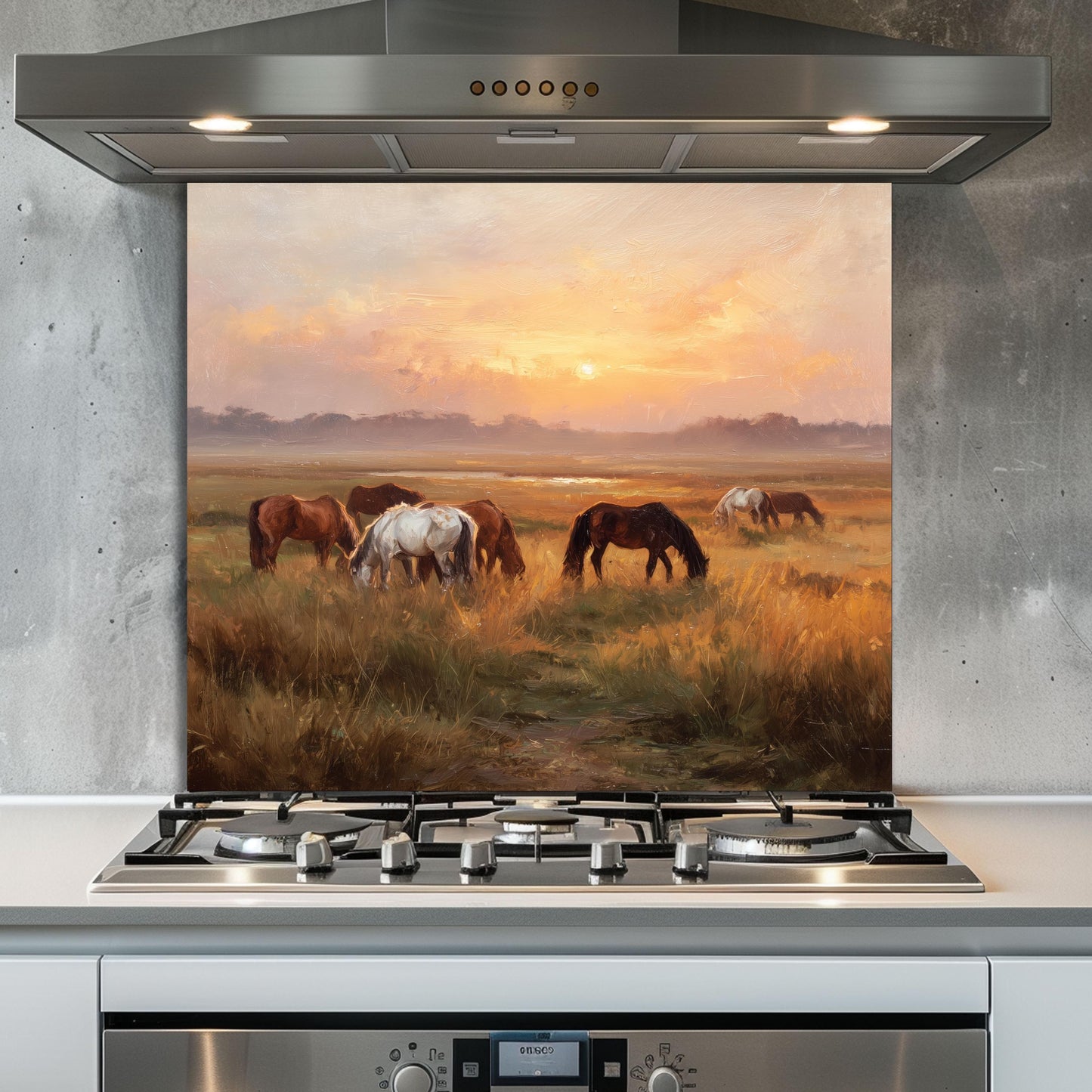 Horse Meadow Tempered Glass Backsplash – Farmhouse Kitchen Decor
