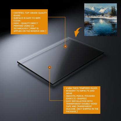 Winter Mountain Landscape Glass Backsplash: Tempered Glass Stove Panel