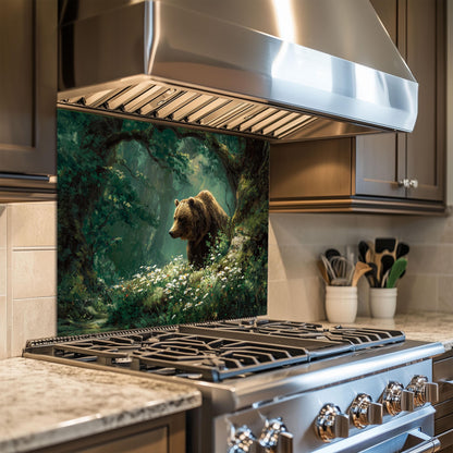 Handcrafted Copper Bear Backsplash, Rustic Cabin Kitchen Decor