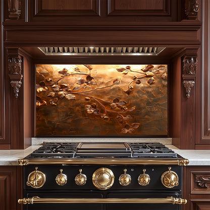 Embossed Flower Tempered Glass Kitchen Backsplash: Copper Heron Design
