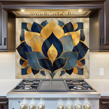 Moroccan Tempered Glass Stove Backsplash: Artistic Kitchen Splashback