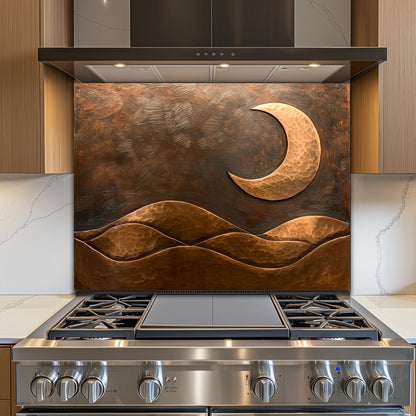 Copper Moon Tempered Glass Kitchen Backsplash: Rustic Stove Panel