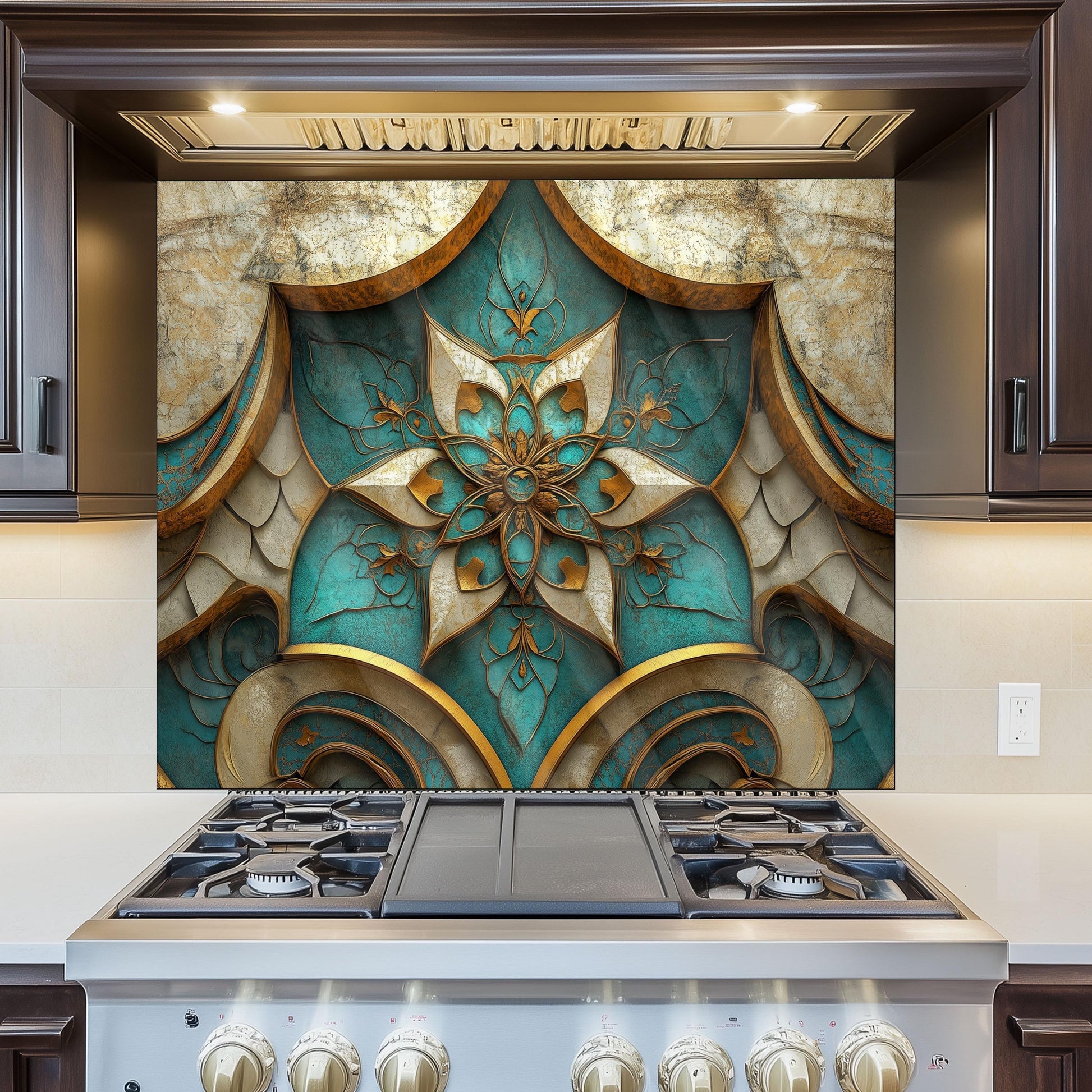 Moroccan Style Tempered Glass Kitchen Backsplash, Exotic Tile Mosaic Art, Custom Size Design