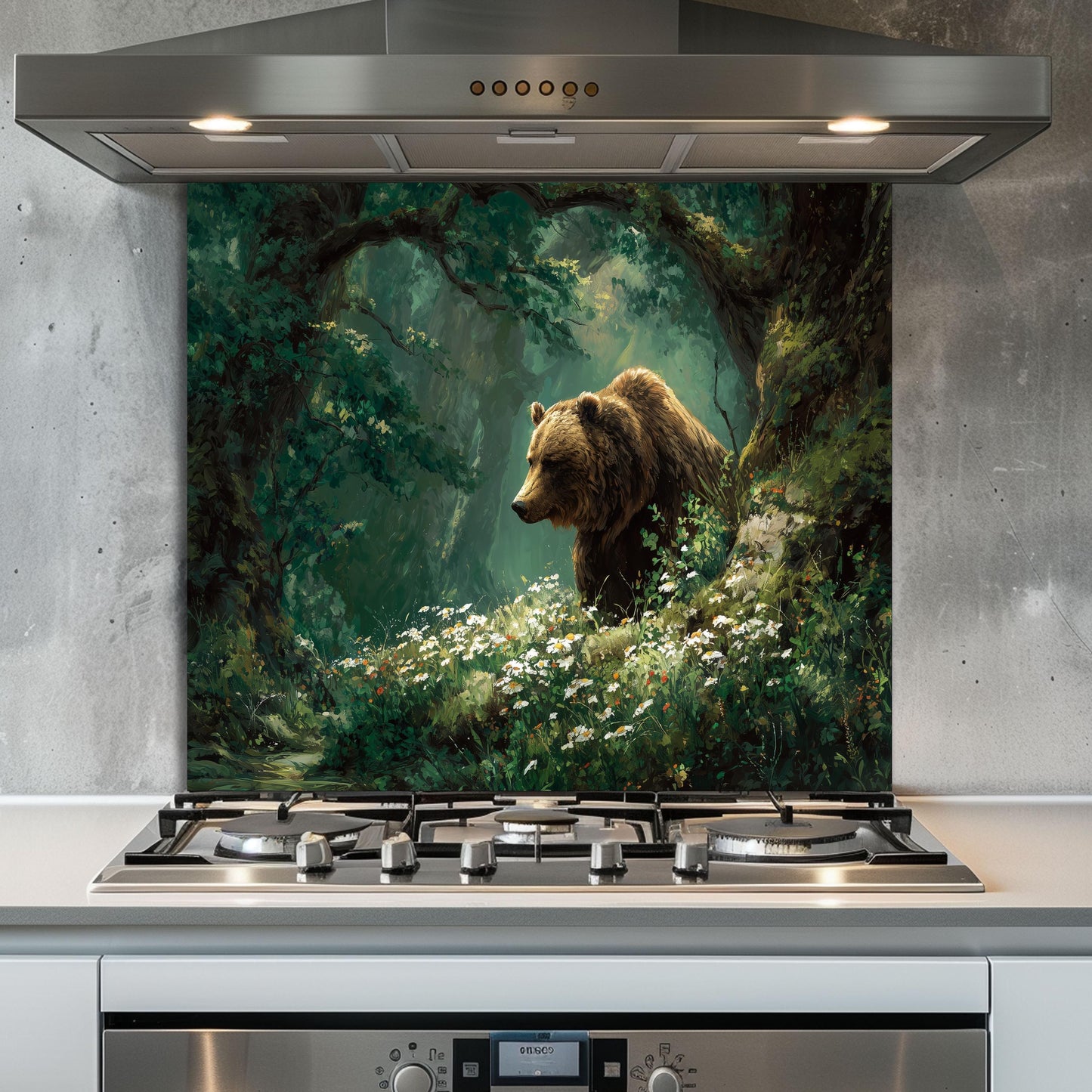 Handcrafted Copper Bear Backsplash, Rustic Cabin Kitchen Decor