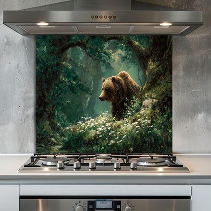 Handcrafted Copper Bear Backsplash, Rustic Cabin Kitchen Decor
