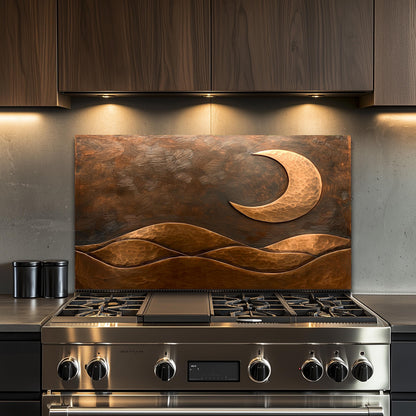 Copper Moon Tempered Glass Kitchen Backsplash: Rustic Stove Panel