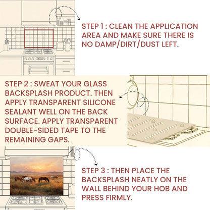 Horse Meadow Tempered Glass Backsplash – Farmhouse Kitchen Decor