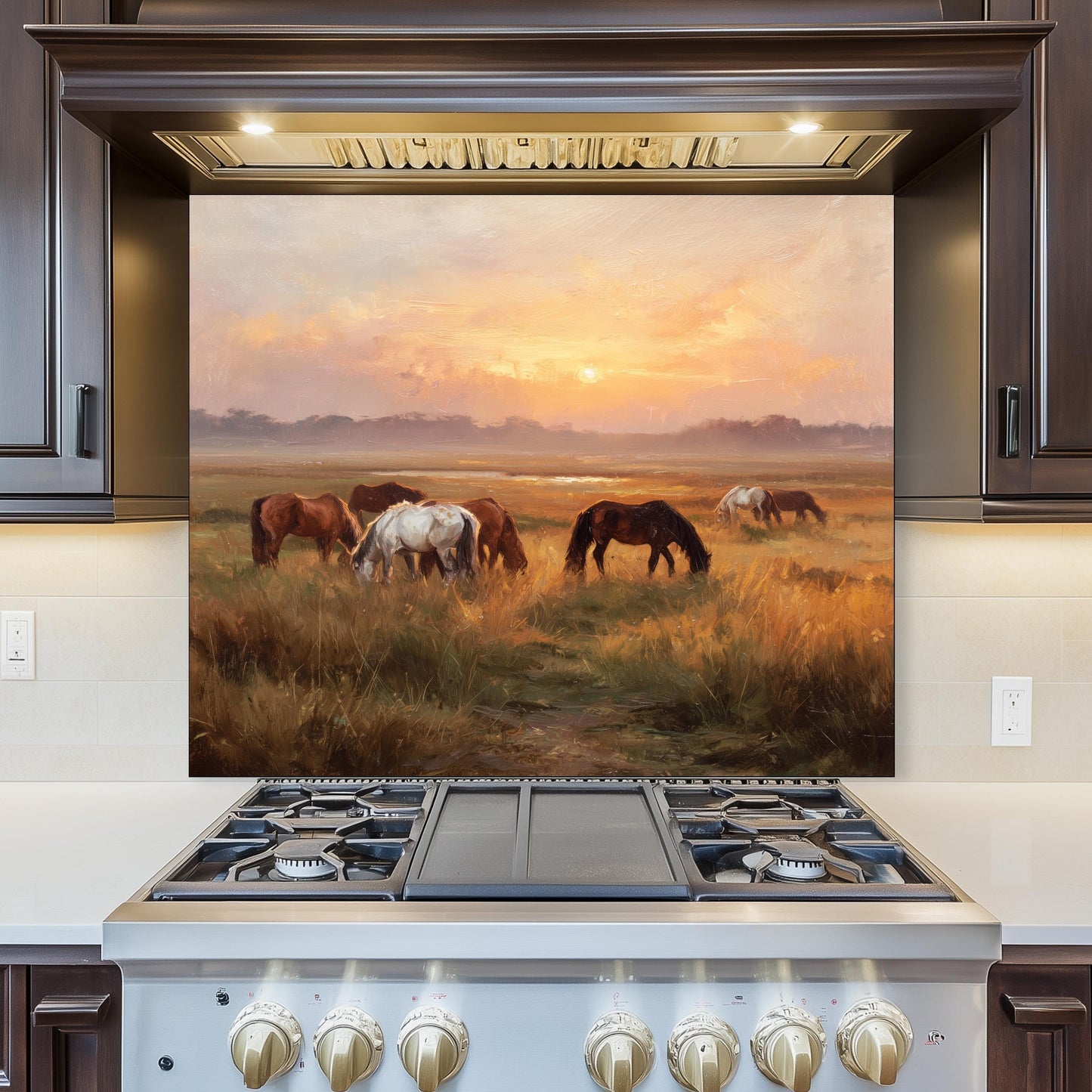 Horse Meadow Tempered Glass Backsplash – Farmhouse Kitchen Decor