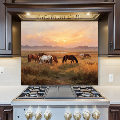 Horse Meadow Tempered Glass Backsplash – Farmhouse Kitchen Decor