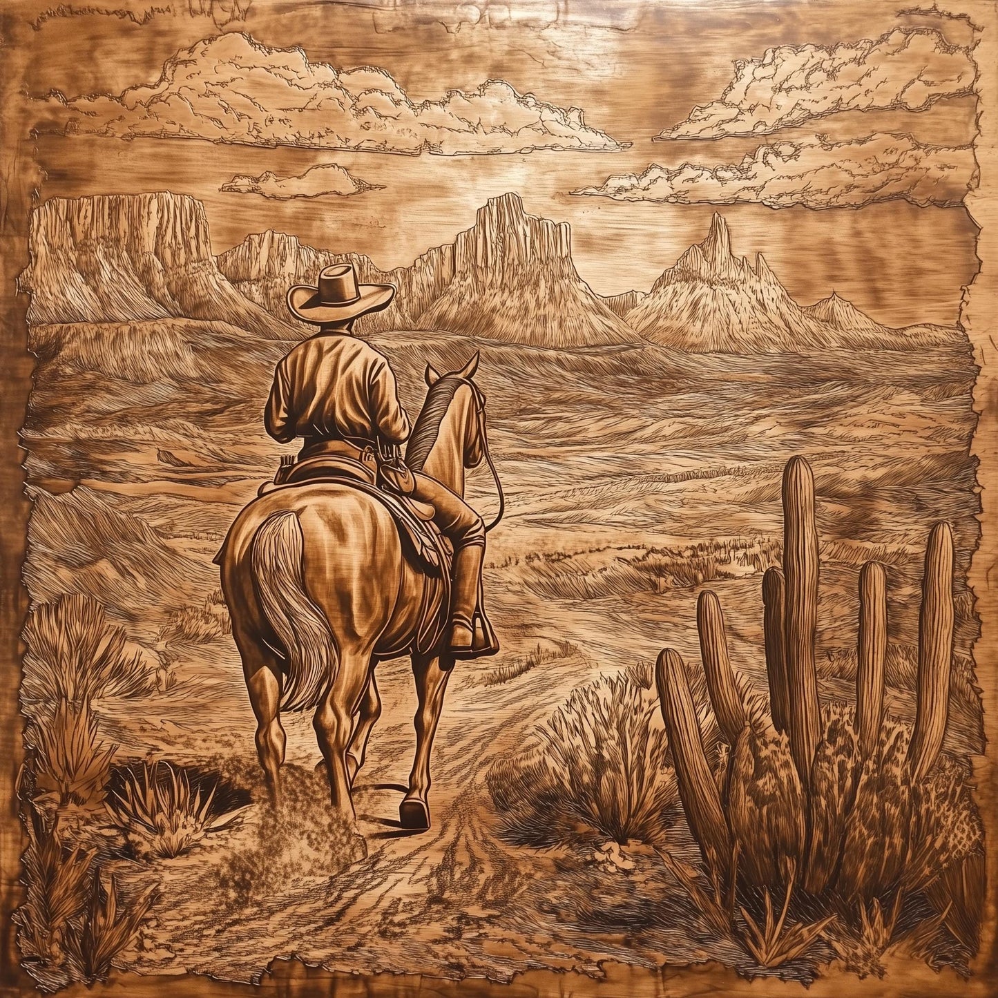 Cowboy Tempered Glass Kitchen Backsplash, Rustic Western Decor, Custom Size Design