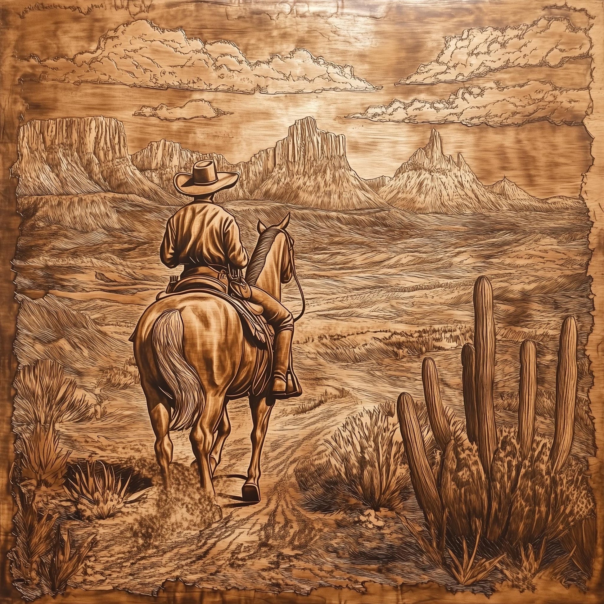 Cowboy Tempered Glass Kitchen Backsplash, Rustic Western Decor, Custom Size Design