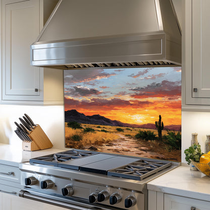 Golden Art Tempered Glass Kitchen Backsplash, Luxury UV Printed Wall Decor, Custom Size Design