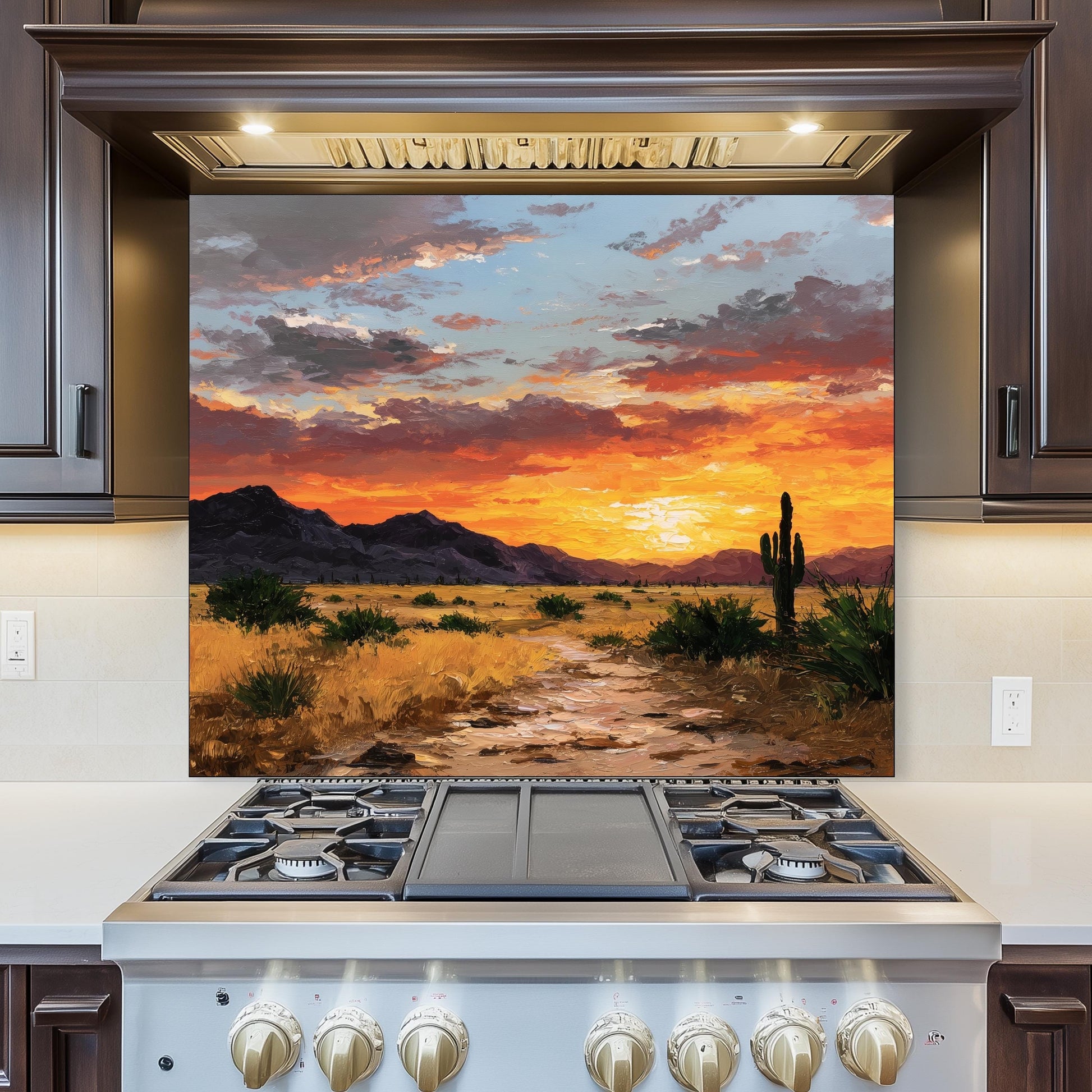 Golden Art Tempered Glass Kitchen Backsplash, Luxury UV Printed Wall Decor, Custom Size Design