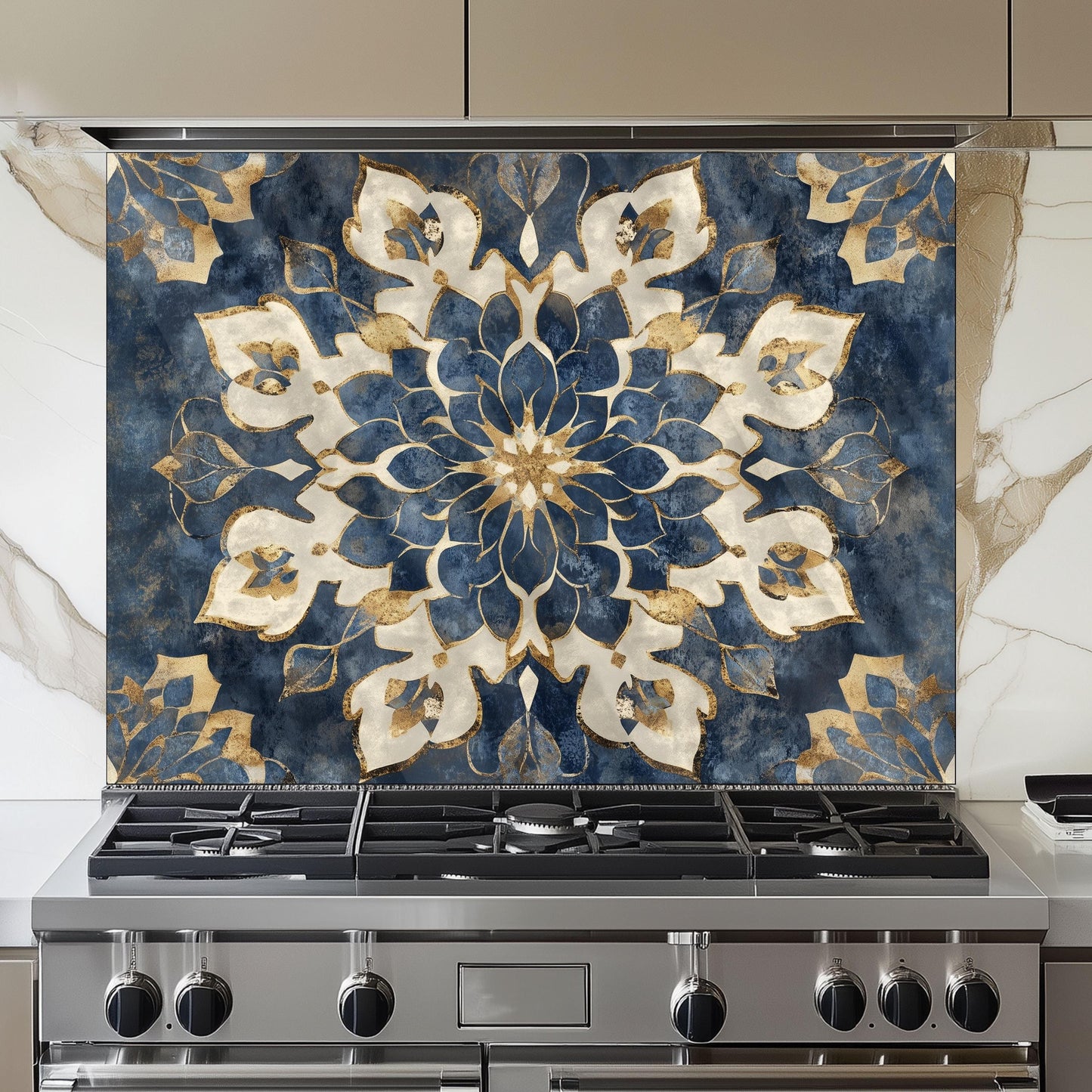Moroccan Style Tempered Glass Stove Backsplash: Heat Resistant Kitchen Panel