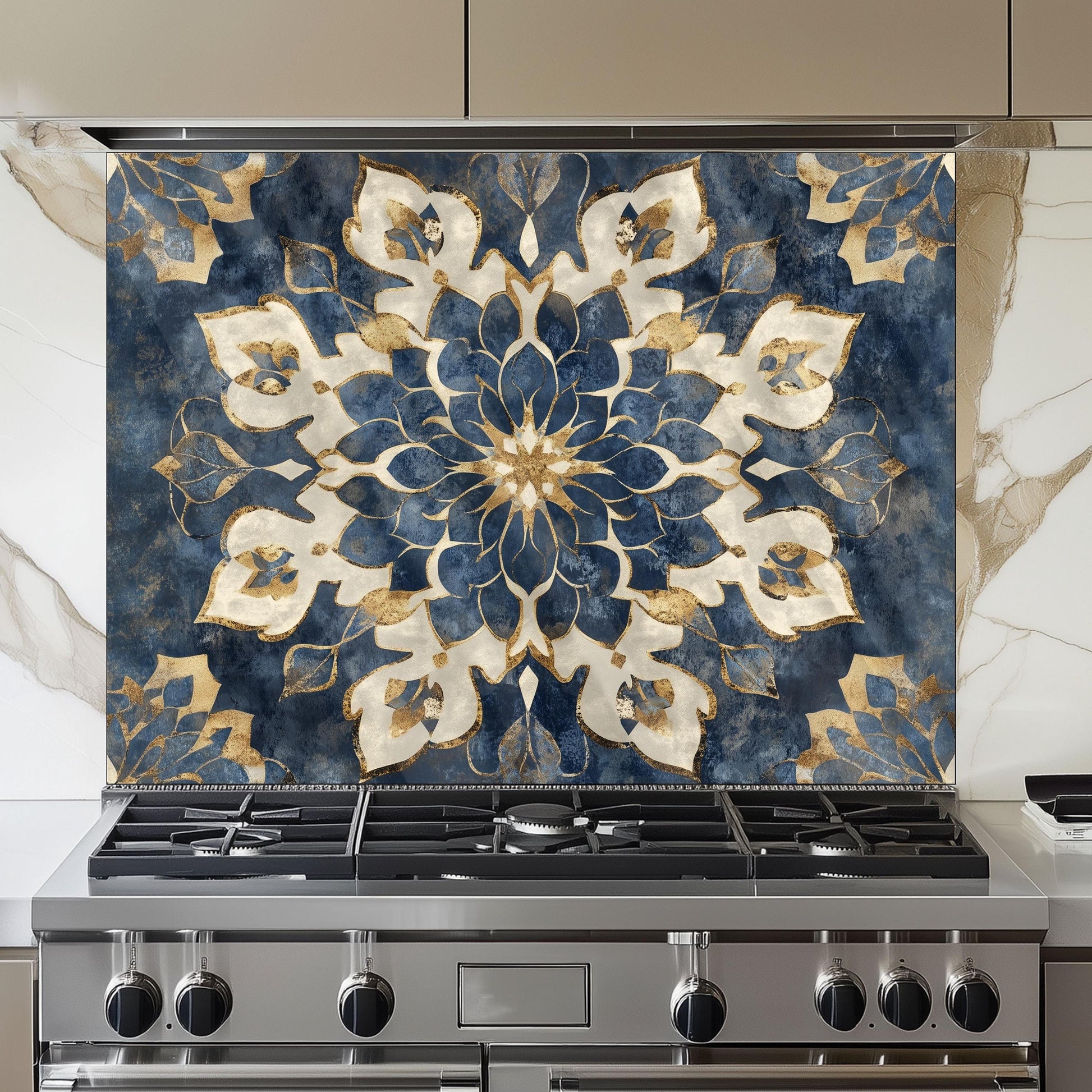 Moroccan Style Tempered Glass Stove Backsplash: Heat Resistant Kitchen Panel