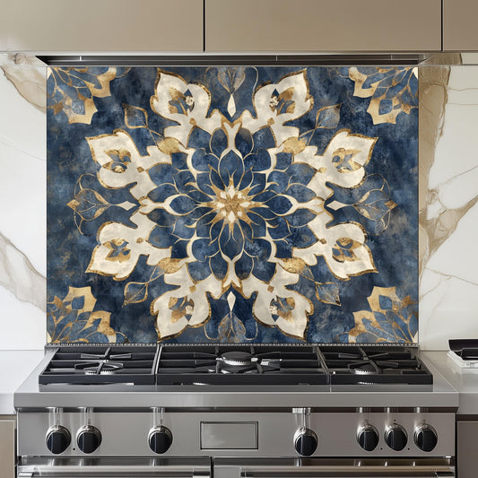 Moroccan Style Tempered Glass Stove Backsplash: Heat Resistant Kitchen Panel