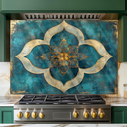 Moroccan Tempered Glass Stove Backsplash: Artistic Kitchen Wall Art