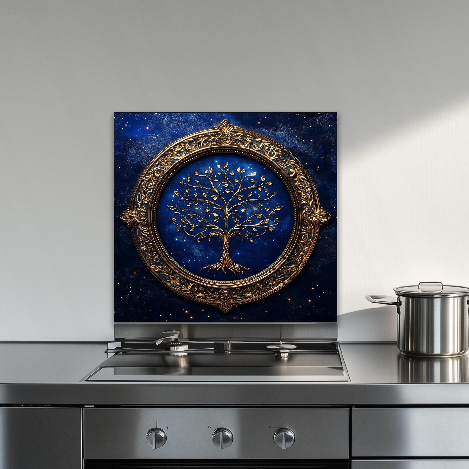 Tempered Glass Gold Backsplash