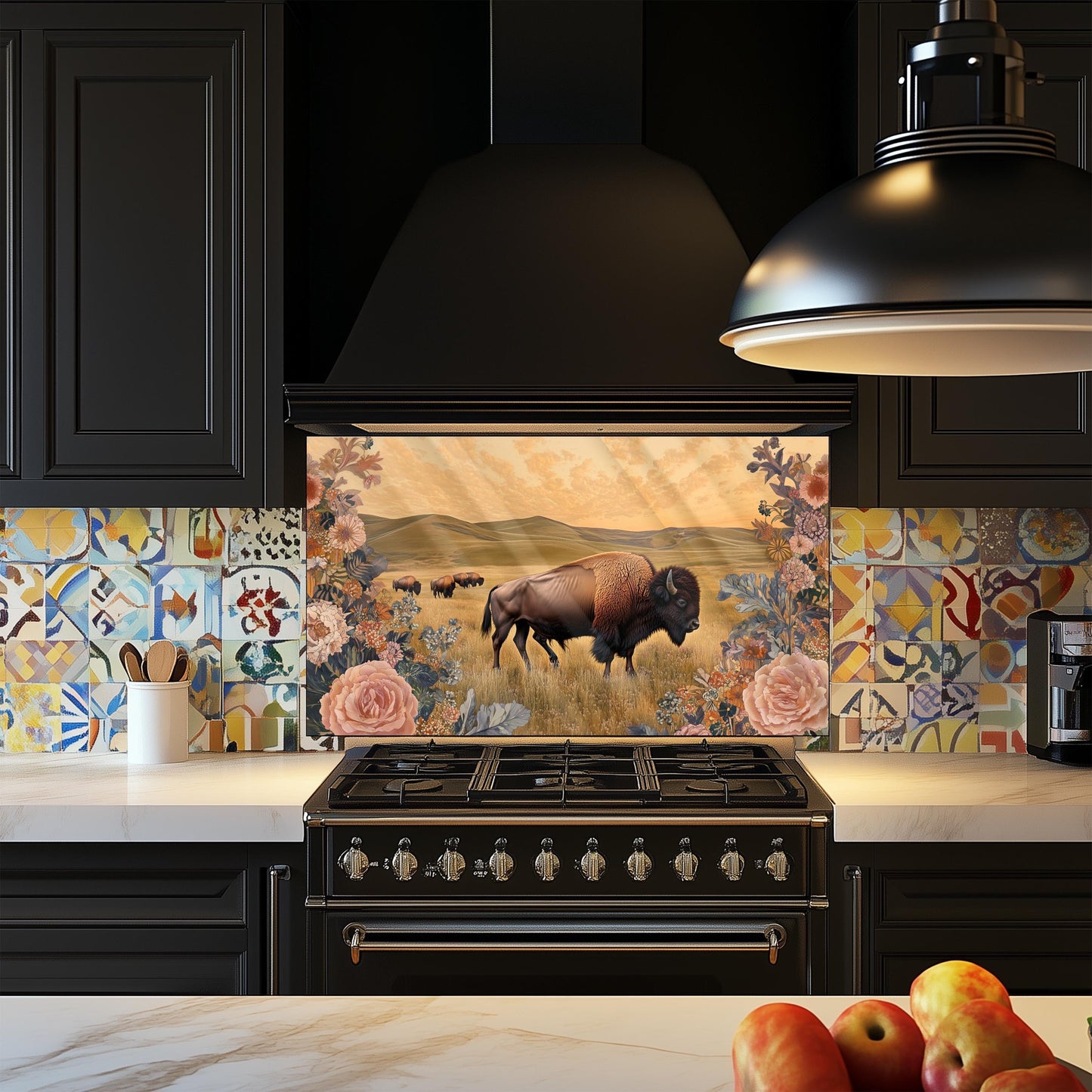 Bison Tempered Glass Kitchen Backsplash: Heat Resistant Stove Wall Art