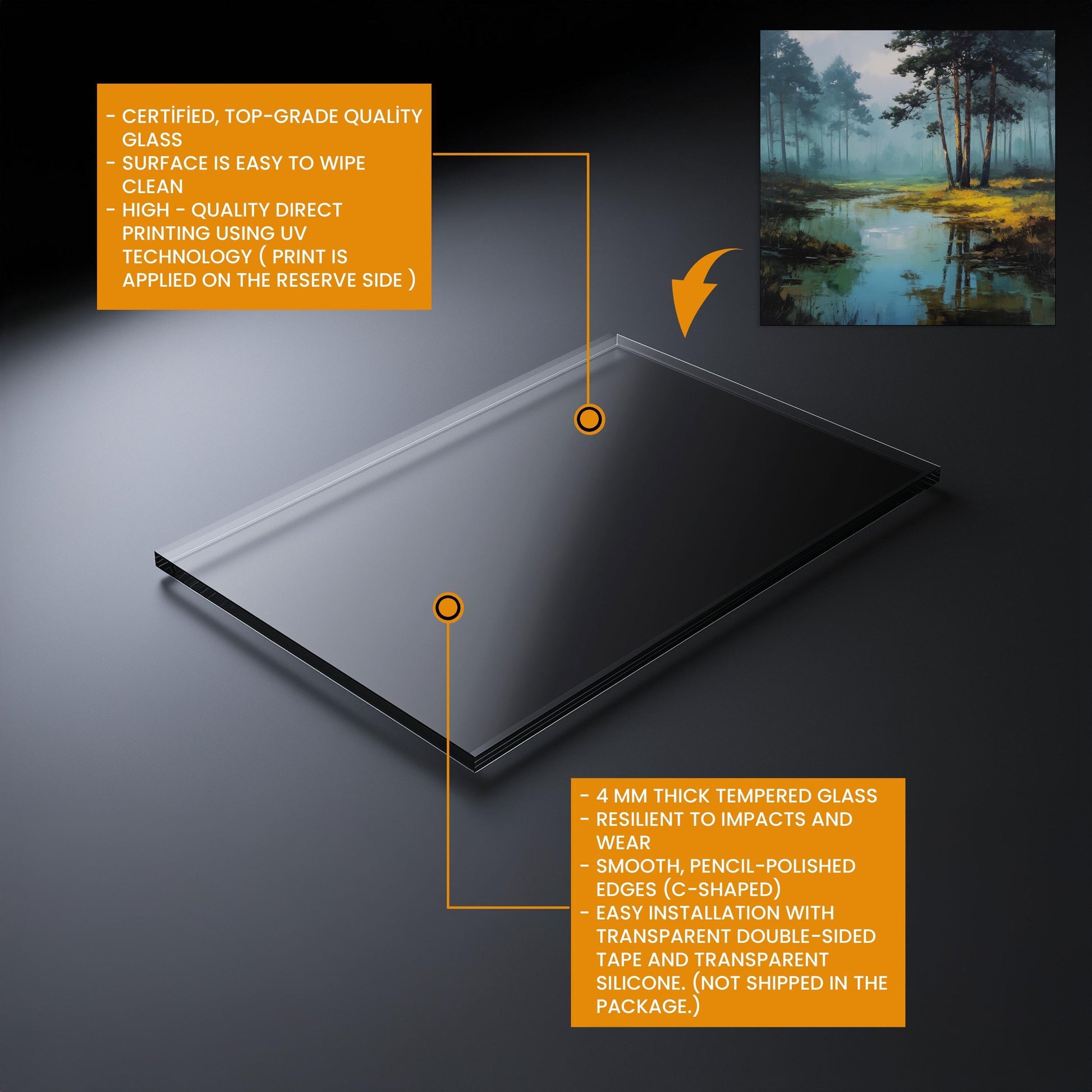Forest Lake Tempered Glass Backsplash - Misty Woodland Kitchen Splashback