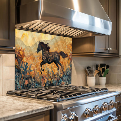 Horse Tempered Glass Kitchen Backsplash: Modern Kitchen Decor