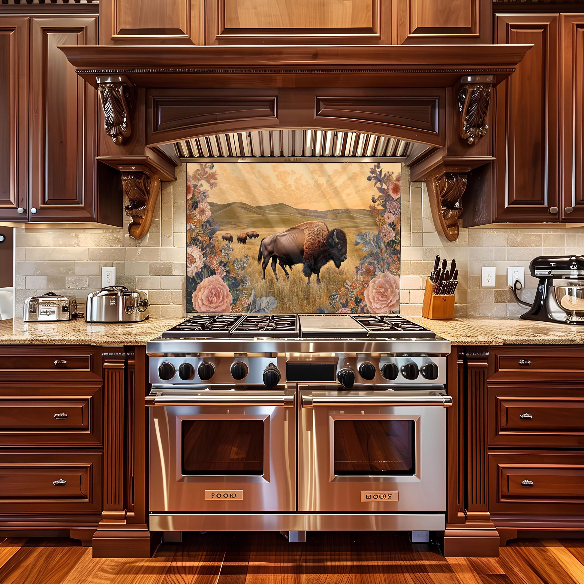 Bison Tempered Glass Kitchen Backsplash: Heat Resistant Stove Wall Art