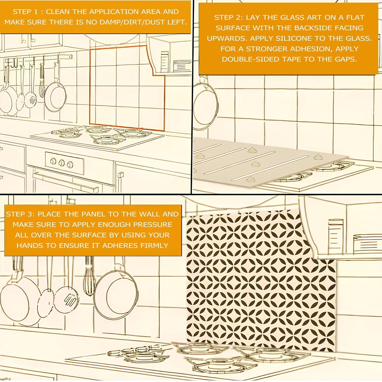 Moroccan Tempered Glass Stove Backsplash: Artistic Kitchen Wall Art