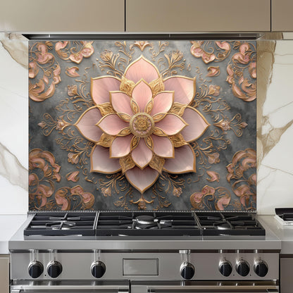 Moroccan Style Glass Backsplash, Artistic Geometric Stove Guard, Heat Resistant Easy Clean Kitchen Art