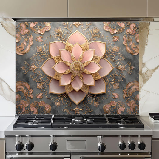 Moroccan Style Glass Backsplash, Artistic Geometric Stove Guard, Heat Resistant Easy Clean Kitchen Art