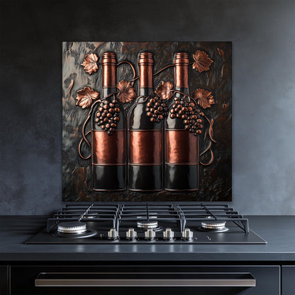 Wine bottle glass backsplash, vineyard kitchen decor