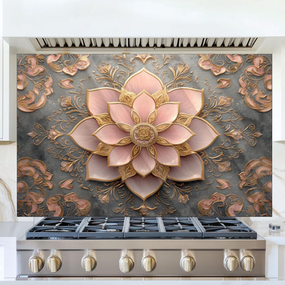 Moroccan Style Glass Backsplash, Artistic Geometric Stove Guard, Heat Resistant Easy Clean Kitchen Art